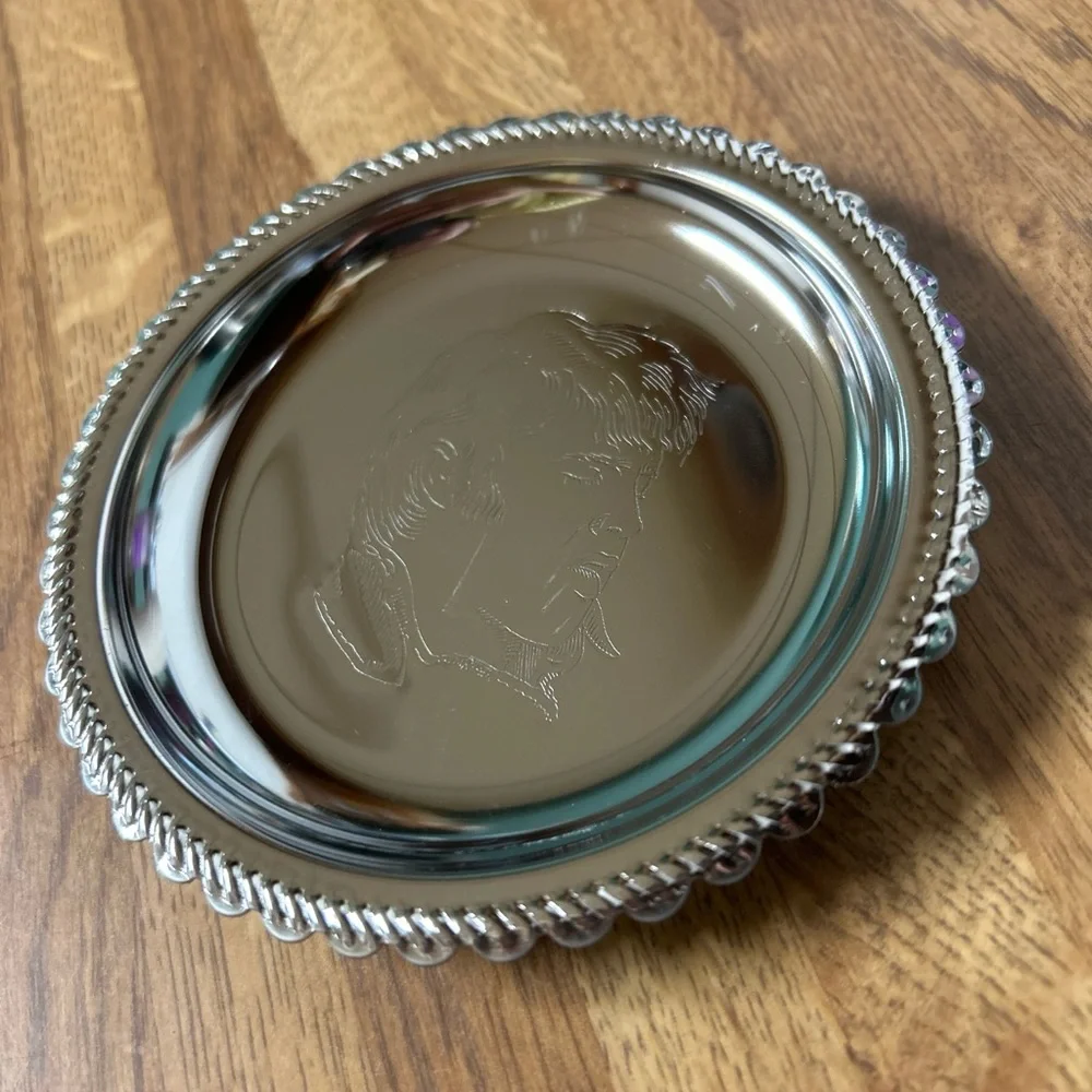Vintage Chrome Plated Elvis Presley Collectible Drink‎ Coaster Made In Hong Kong
